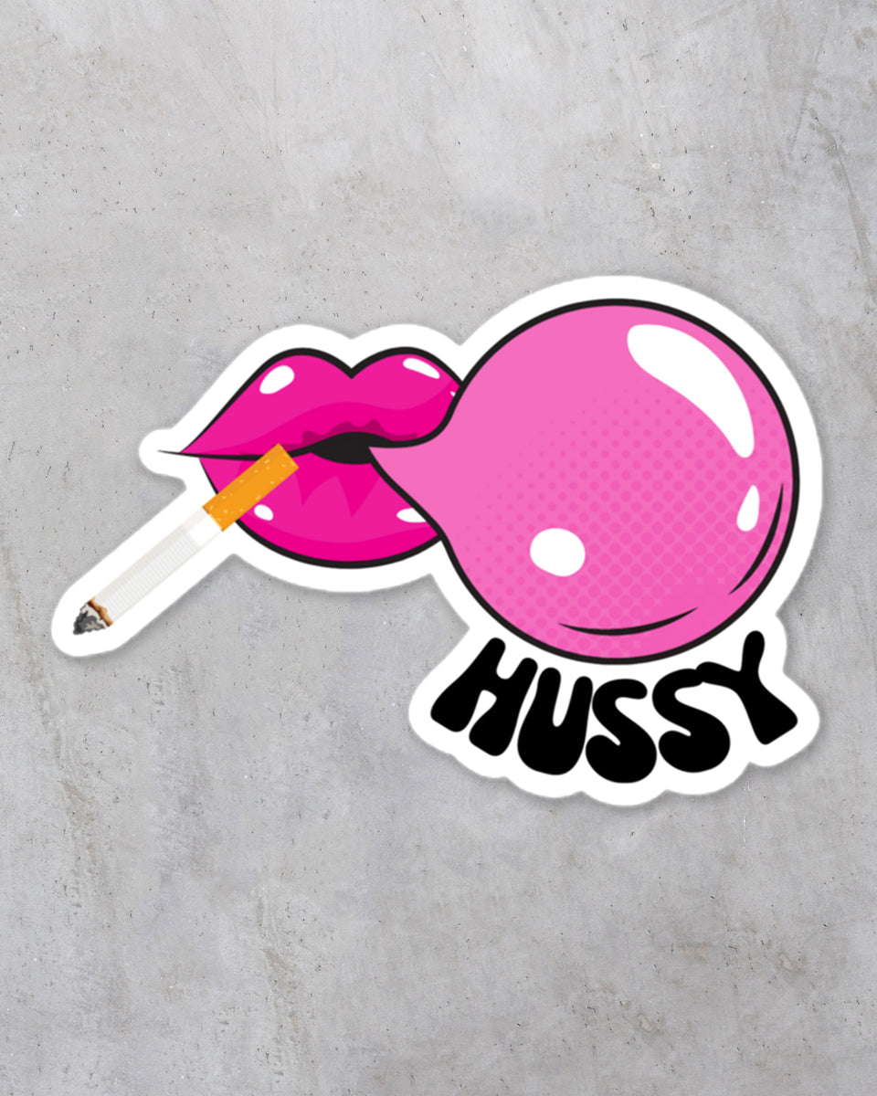 Hussy With Lips Smoking Cig Sticker – The Comedy Outlet
