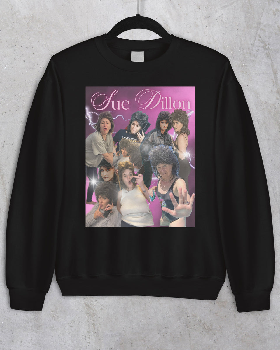 Sue Dillon Collage Crewneck – The Comedy Outlet